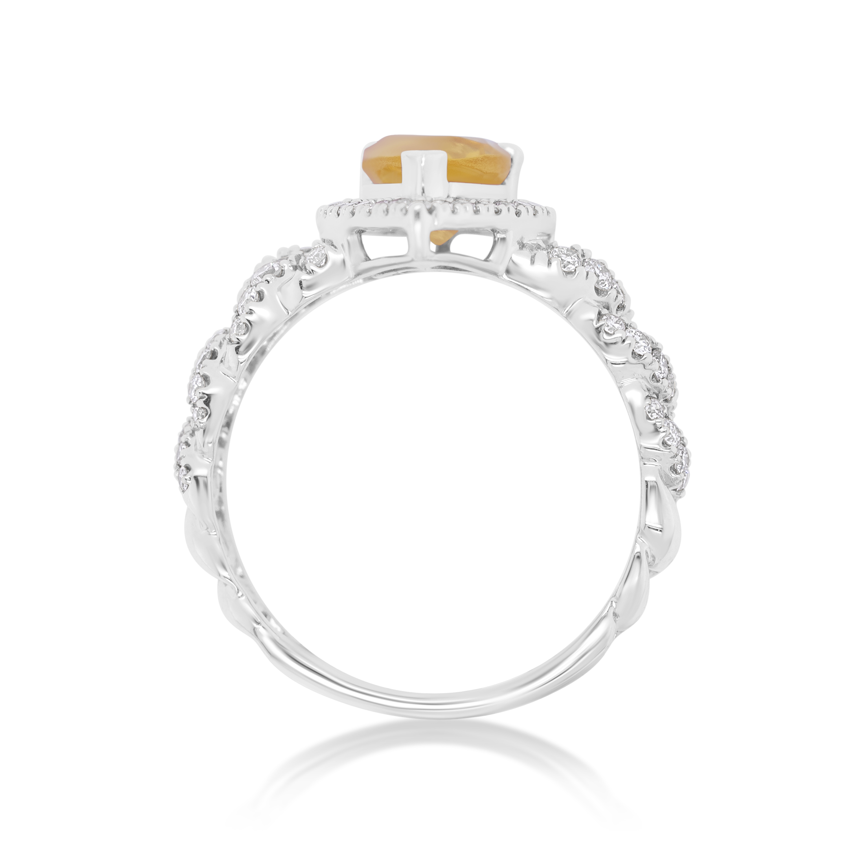 Diamond Ring 0.55 ct. 14K White Gold Yellow Pear Shaped Center Stone